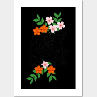 rose flowers and leaves Posters and Art